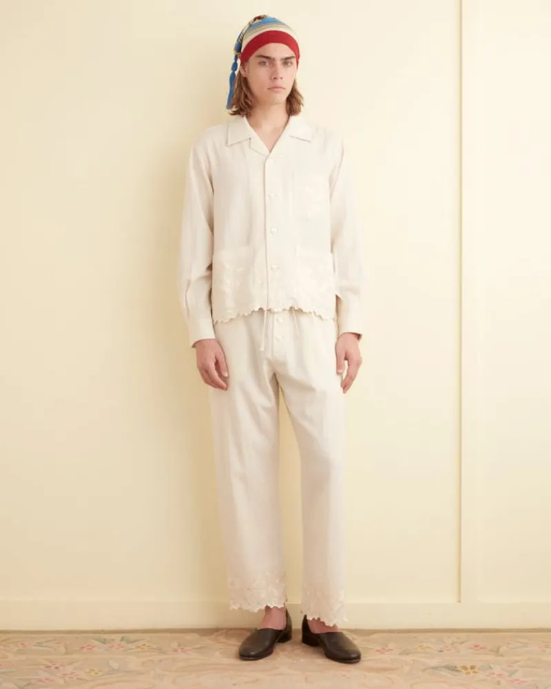 Trousers & Pants<BODE Scalloped Acorn Pajama Pants Cream