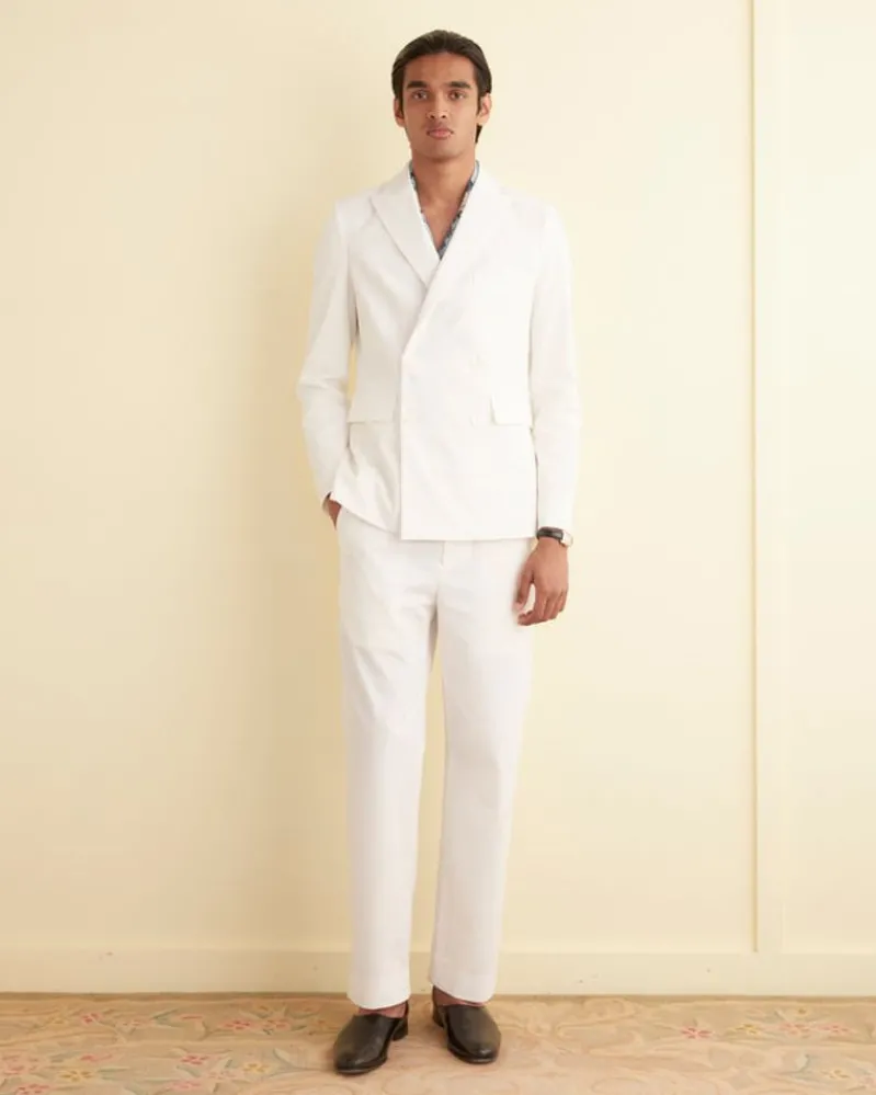 Suiting<BODE Seersucker Double-Breasted Suit Jacket White