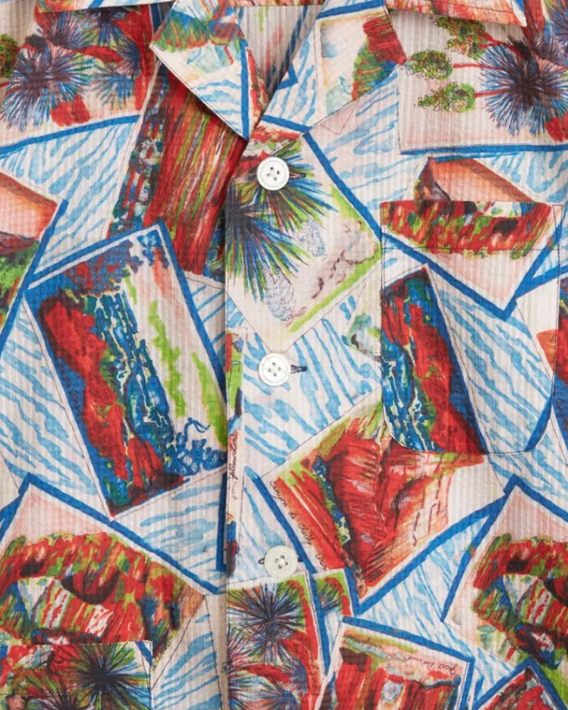 Shirts<BODE Seersucker Postcard Short Sleeve Shirt