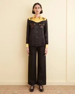 Tops<BODE Sequin Rodeo Shirt Gold/Black
