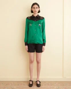 Tops<BODE Sequin Rodeo Shirt Dark Green
