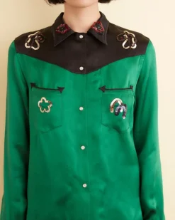 Tops<BODE Sequin Rodeo Shirt Dark Green