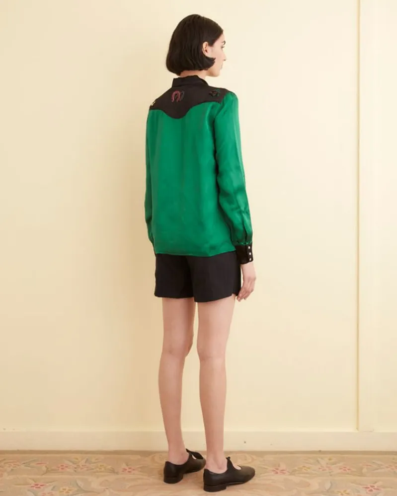 Tops<BODE Sequin Rodeo Shirt Dark Green
