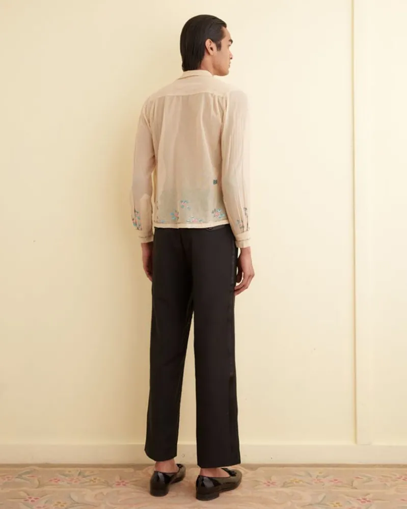 Shirts<BODE Sequined Floral Net Long Sleeve Shirt