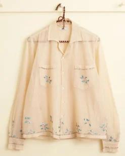 Shirts<BODE Sequined Floral Net Long Sleeve Shirt