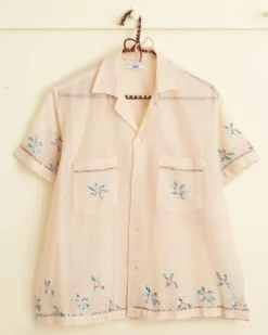 Shirts<BODE Sequined Floral Net Short Sleeve Shirt