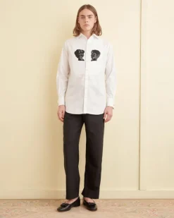 Suiting<BODE Sequined Silhouette Tuxedo Shirt White