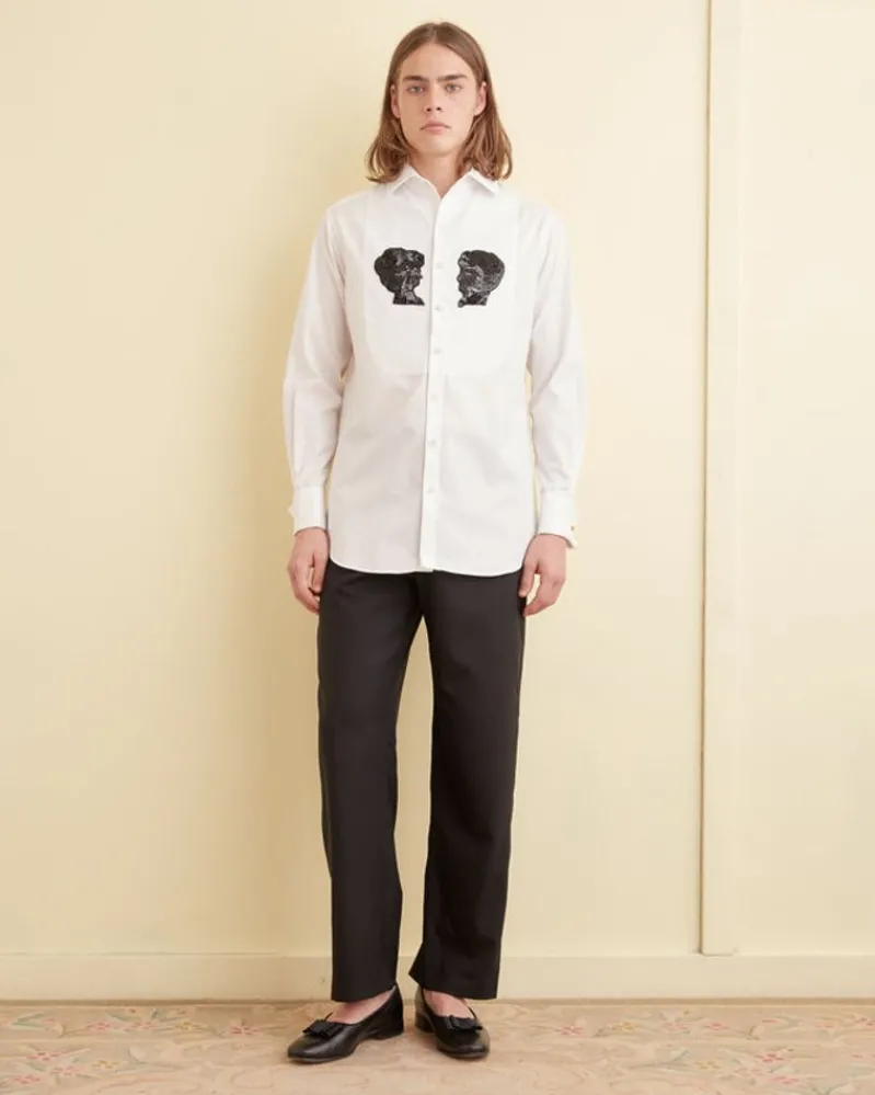 Suiting<BODE Sequined Silhouette Tuxedo Shirt White