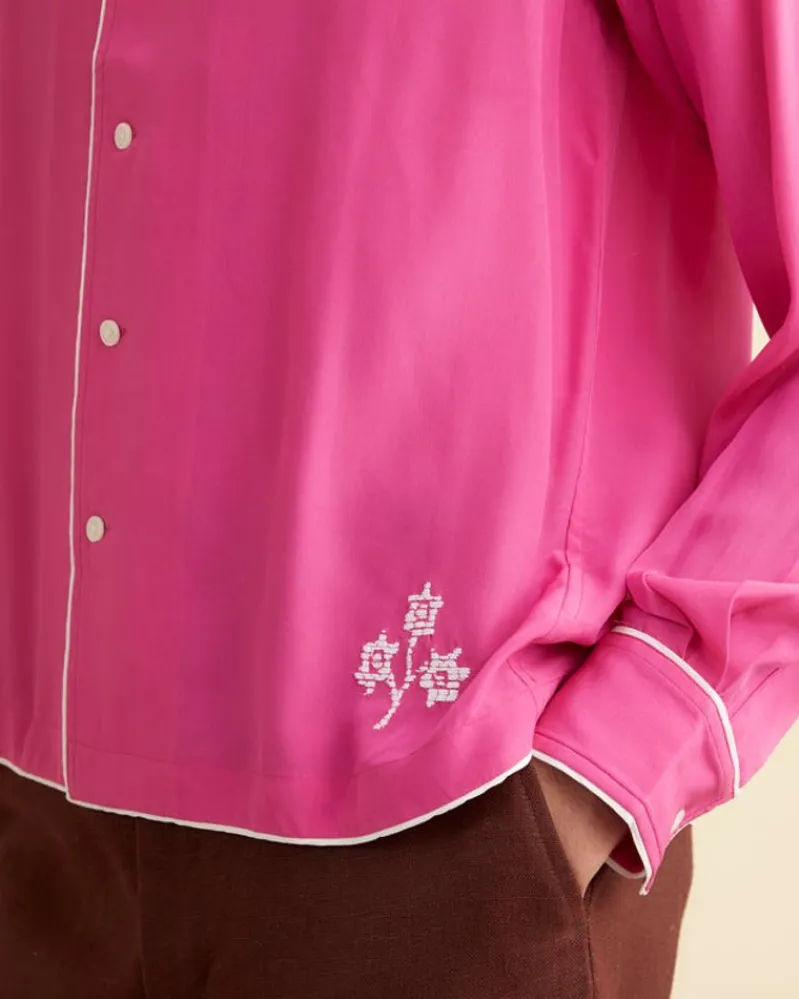 Shirts<BODE Shadow Jasmine Long Sleeve Shirt Fuchsia