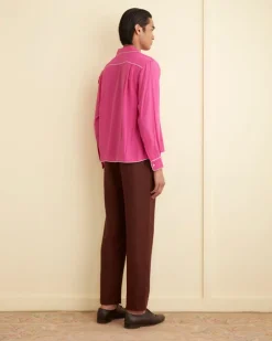 Shirts<BODE Shadow Jasmine Long Sleeve Shirt Fuchsia