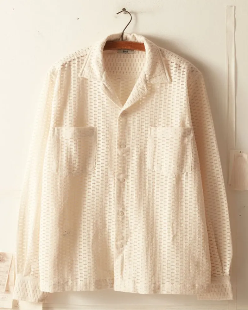Shirts<BODE Sheer Brick Lace Long Sleeve Shirt