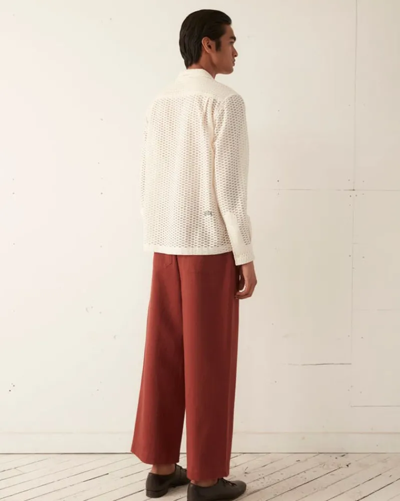 Shirts<BODE Sheer Brick Lace Long Sleeve Shirt