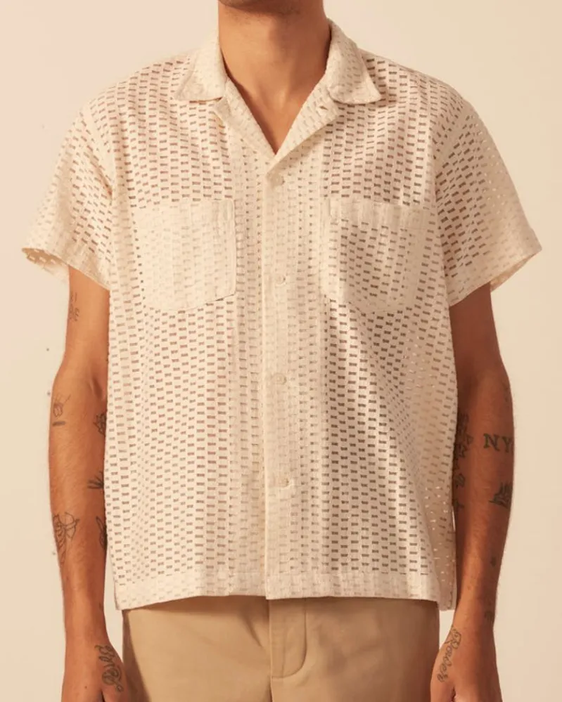 Shirts<BODE Sheer Brick Lace Short Sleeve Shirt