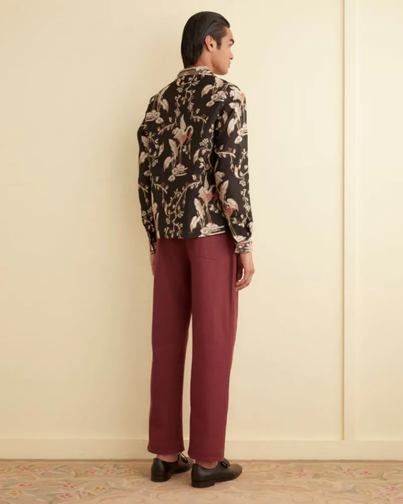 Shirts<BODE Sheer Cranes Long Sleeve Shirt Black
