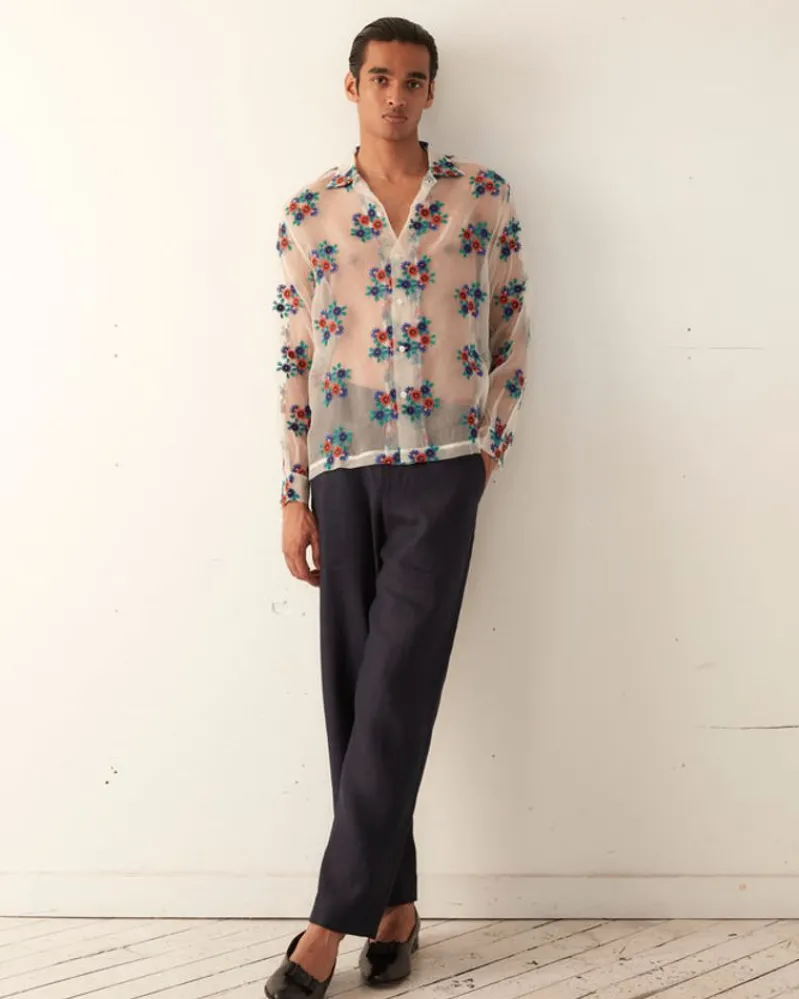 Shirts<BODE Sheer Daisy Long Sleeve Shirt