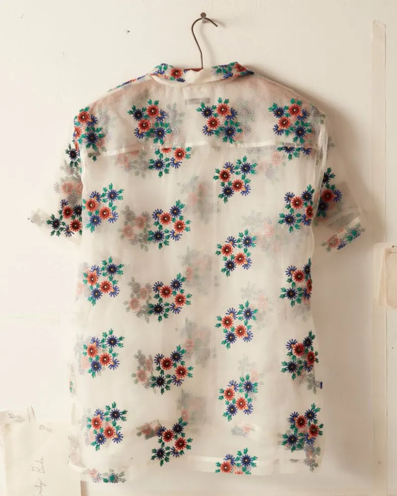 Shirts<BODE Sheer Daisy Short Sleeve Shirt