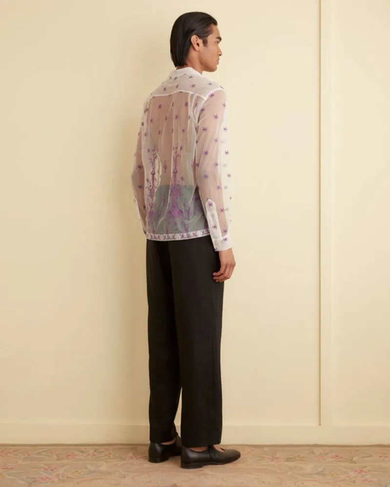 Shirts<BODE Sheer Lavandula Long Sleeve Shirt White