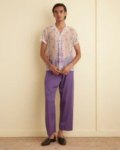 Shirts<BODE Sheer Lavandula Short Sleeve Shirt White