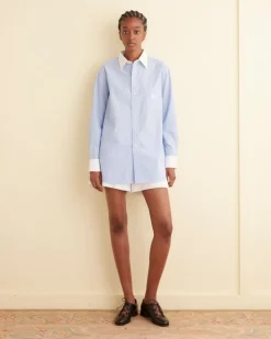 Tops<BODE Signet Murray Shirt White/Blue