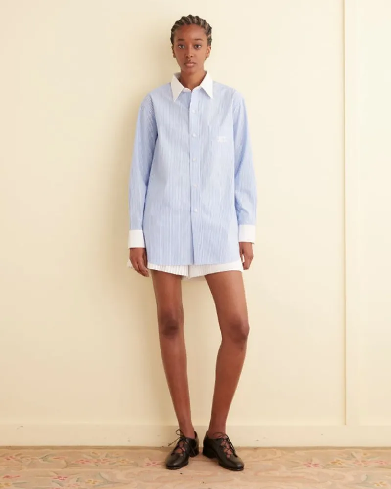 Tops<BODE Signet Murray Shirt White/Blue