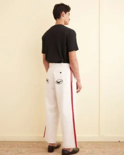 Trousers & Pants<BODE Skunk Tail Patch Trousers Red/White