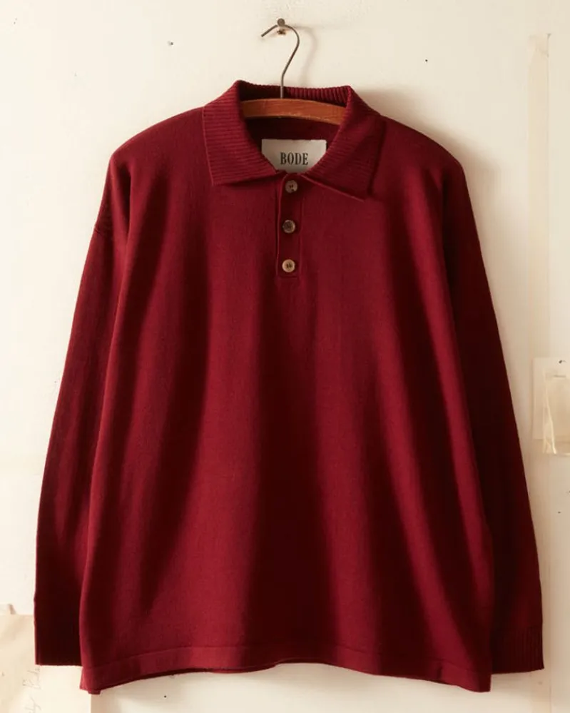 Knitwear<BODE Solid Cycling Polo - Maroon