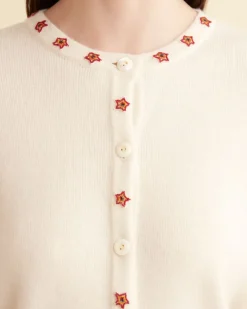 Knitwear<BODE Starflower Beaded Cardigan Cream