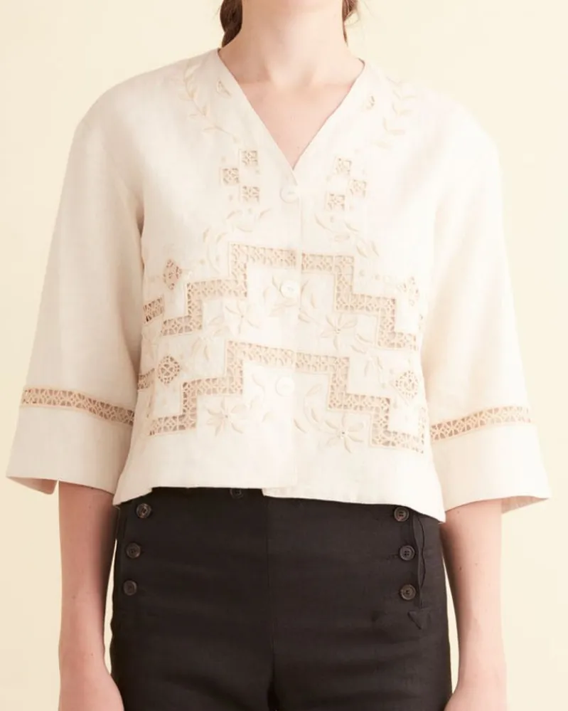 Outerwear<BODE Step Cutwork Overshirt Cream