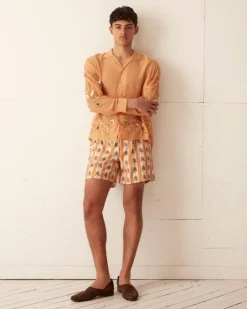 Shorts<BODE Striped Fruit Bowl Shorts Orange