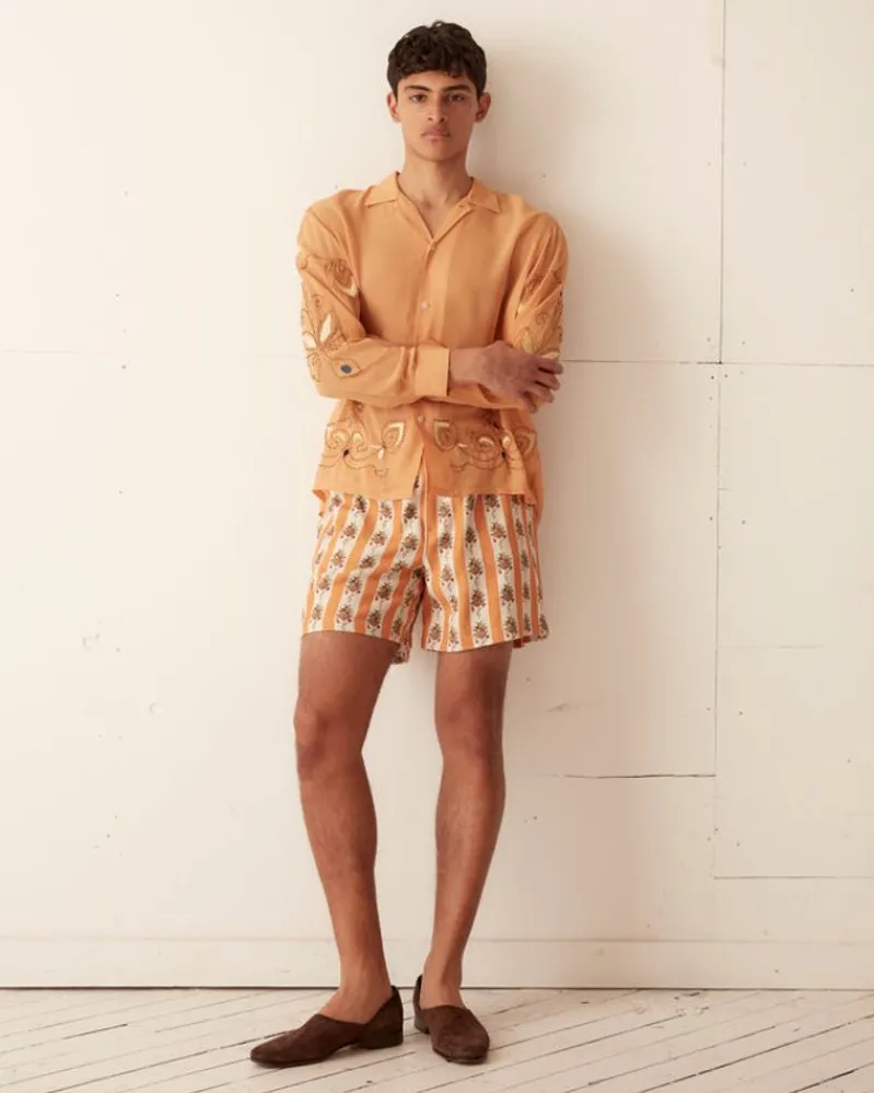 Shorts<BODE Striped Fruit Bowl Shorts Orange