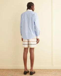 Shirts<BODE Striped Poplin Shirt White/Blue