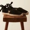 Shoes<BODE Suede Lace-Up Espadrille - Black Natural