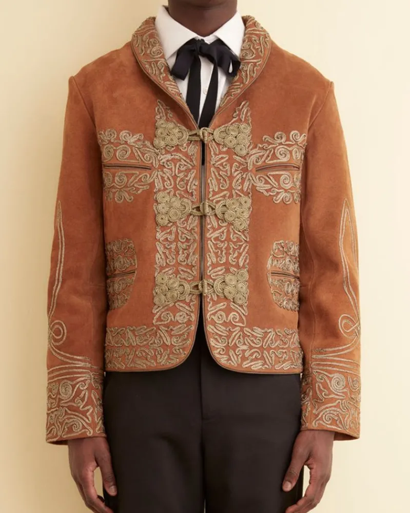 Outerwear<BODE Suede Shawl Couching Jacket Brown