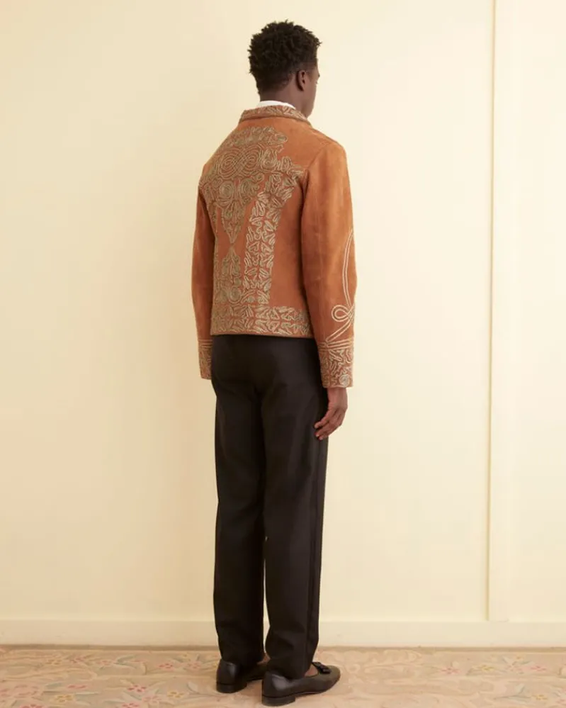 Outerwear<BODE Suede Shawl Couching Jacket Brown