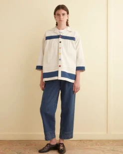 Outerwear<BODE Sundry Stripe Jacket White/Blue