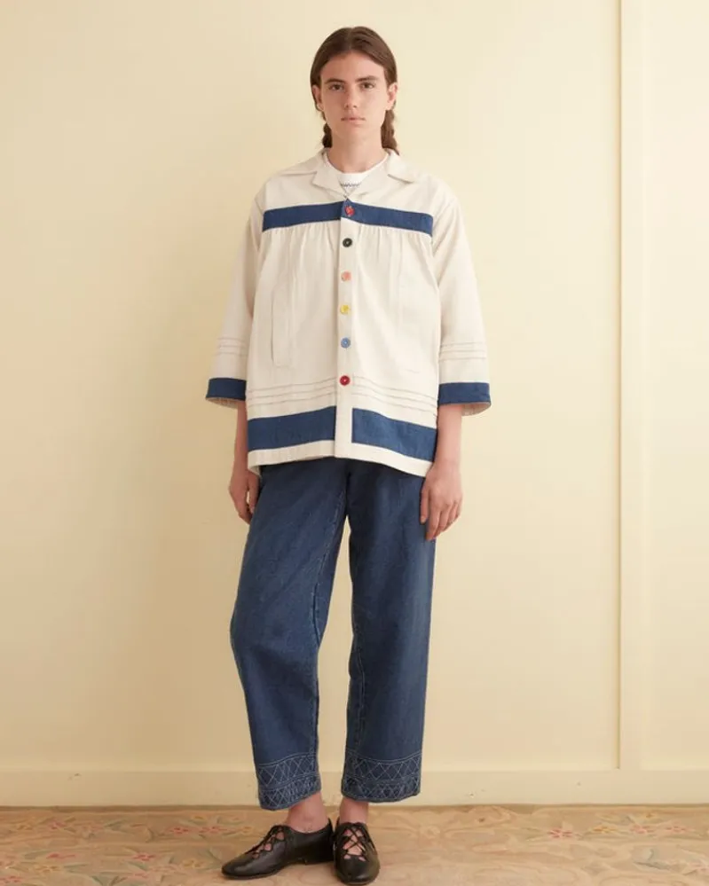 Outerwear<BODE Sundry Stripe Jacket White/Blue