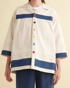 Outerwear<BODE Sundry Stripe Jacket White/Blue