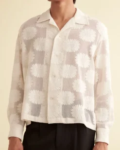 Shirts<BODE Sunflower Lace Long Sleeve Shirt - Ecru