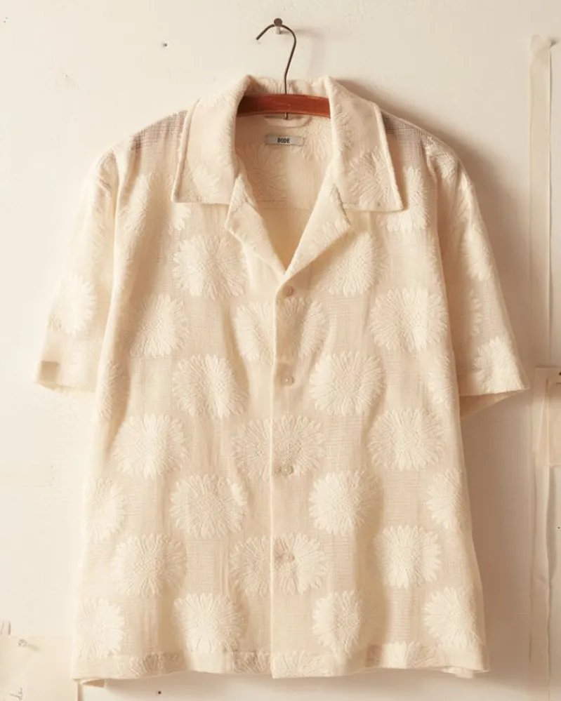 Shirts<BODE Sunflower Lace Short Sleeve Shirt - Ecru