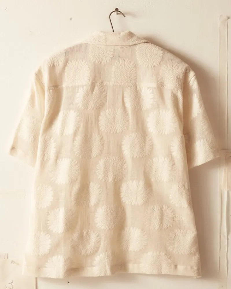 Shirts<BODE Sunflower Lace Short Sleeve Shirt - Ecru