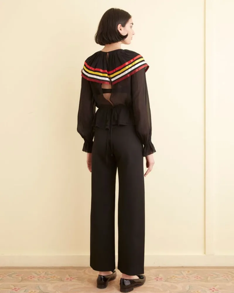 Tops<BODE Talo Ruffle Top - Black/ Multi