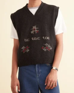 Knitwear<BODE Tic Tac Toe Vest Charcoal