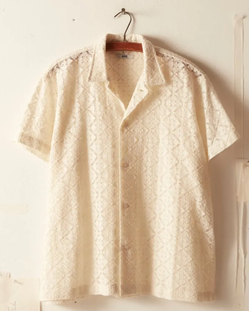 Shirts<BODE Tile Lace Short Sleeve Shirt - Ecru