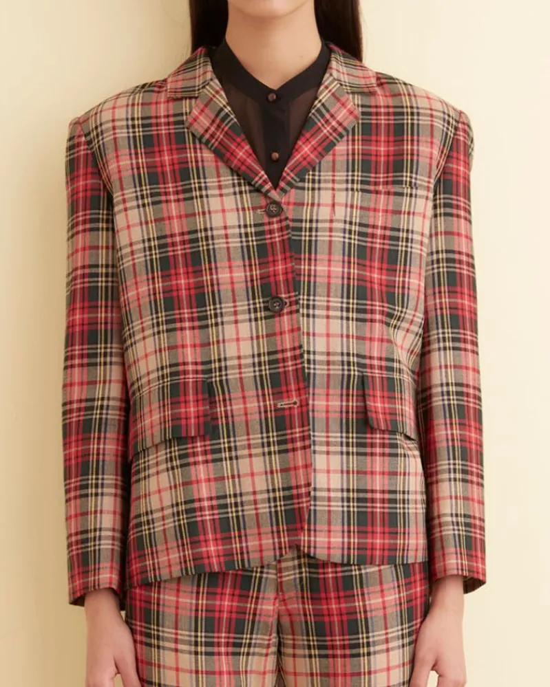 Outerwear<BODE Truro Plaid Suit Jacket Red