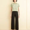 Cut And Sew<BODE Truro Stripe Cropped Tee Green/Cream