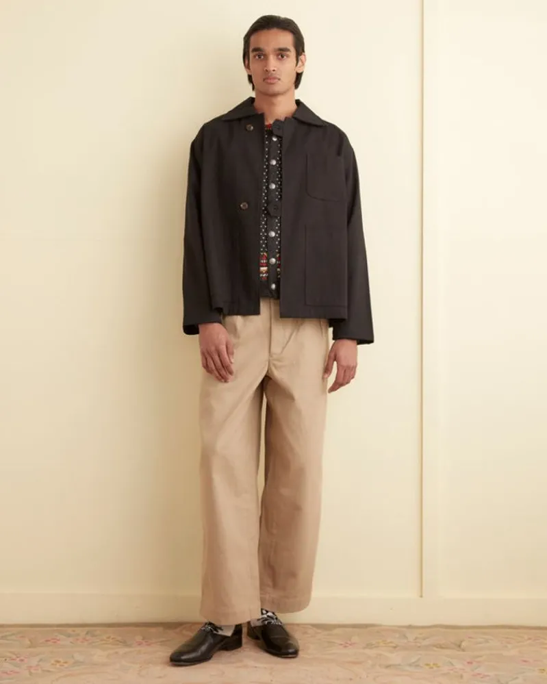 Outerwear<BODE Twill Front Tab Jacket - Black
