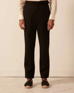 Trousers & Pants<BODE Twill Side Buckle Trousers - Black