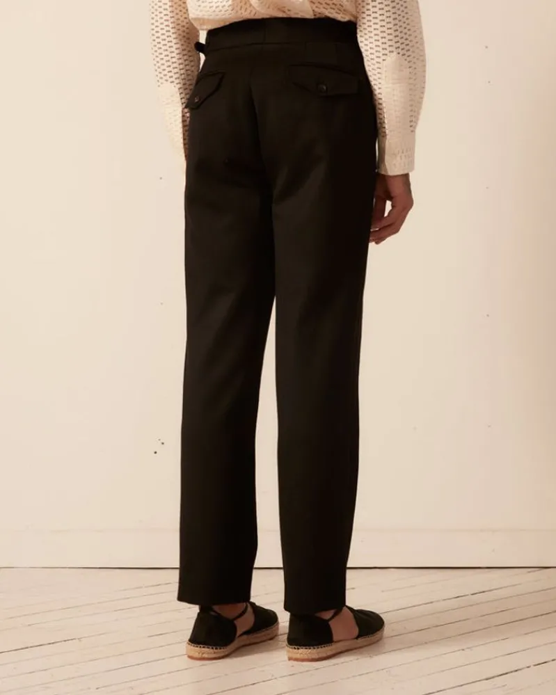Trousers & Pants<BODE Twill Side Buckle Trousers - Black