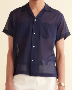 Shirts<BODE Voile Short Sleeve Shirt Navy