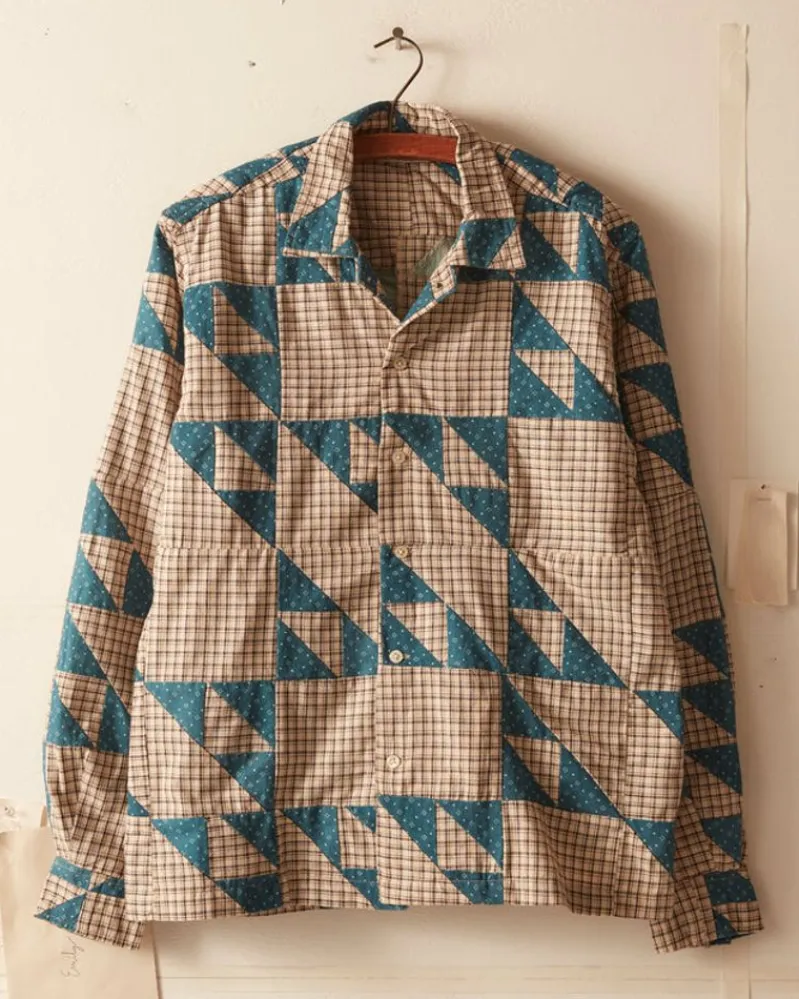 Shirts<BODE Wandering Lover Quilt Long Sleeve Shirt - Blue
